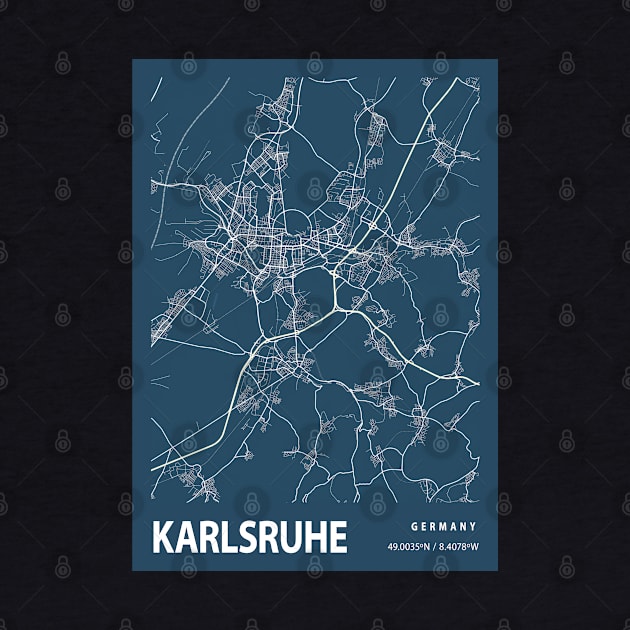 Karlsruhe Blueprint Street Map, Karlsruhe Colour Map Prints by tienstencil